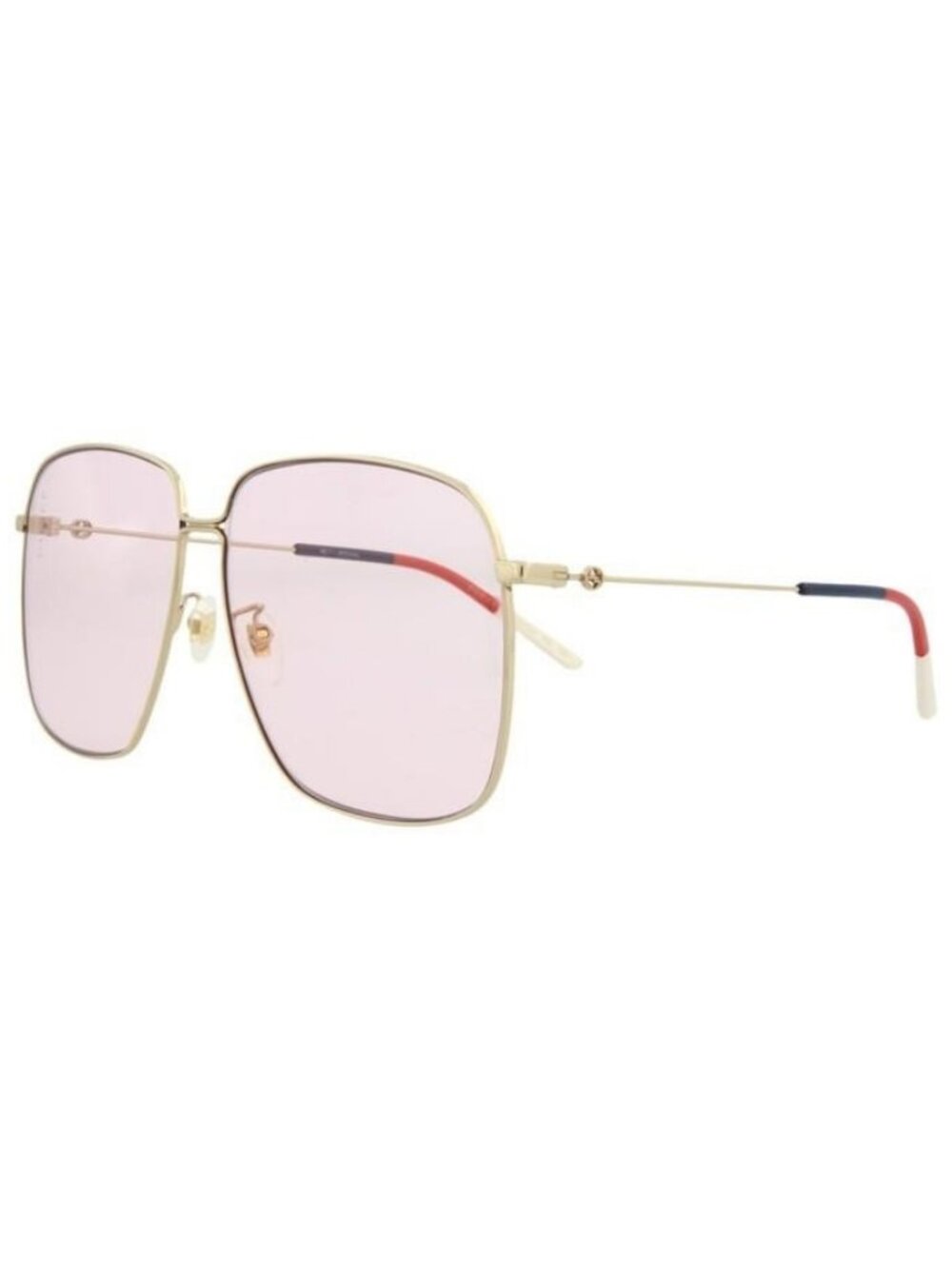 New Gucci Womens Square/Rectangle Gold Gold Pink Fashion Designer Sunglasses